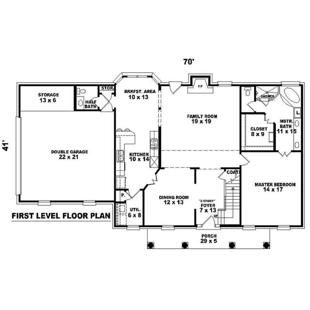 Floor Plan First Story of Colonial Plan #170-2549